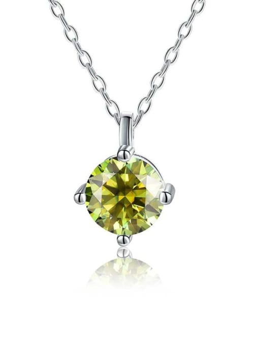 Olive green Mosan diamond [white gold] 925 Sterling Silver Moissanite Geometric Dainty Necklace